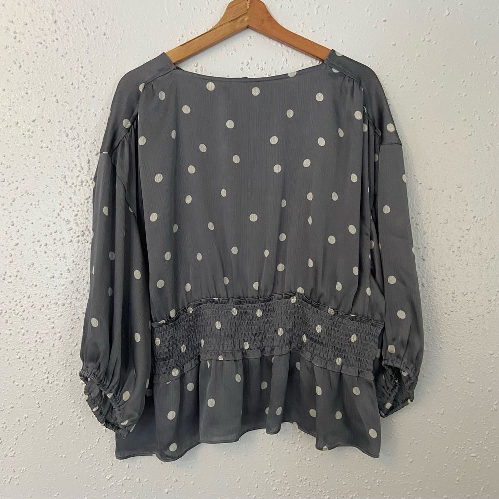 NWOT Ryegrass Blouse | XXL Womens | Polka Dot | Grey | White | Shirt | Top |
